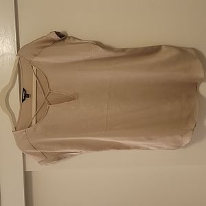 Express Champagne Sparkle Shimmer Cross Front Rolled Sleeve Top